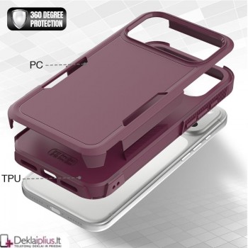 Dvisluoksnis guminis dėklas - bordo spalvos (Apple Iphone 17 Pro/18 Pro) Dvisluoksnis guminis dėklas - bordo spalvos (Apple Iphone 17 Pro/18 Pro)